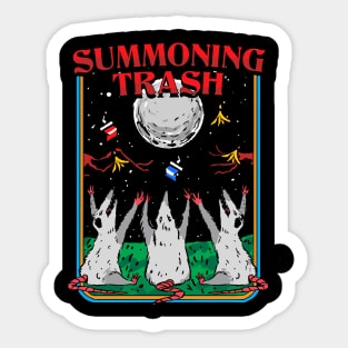 Three Opossums howling at the moon Summoning Trash funny Possum retro artwork Sticker